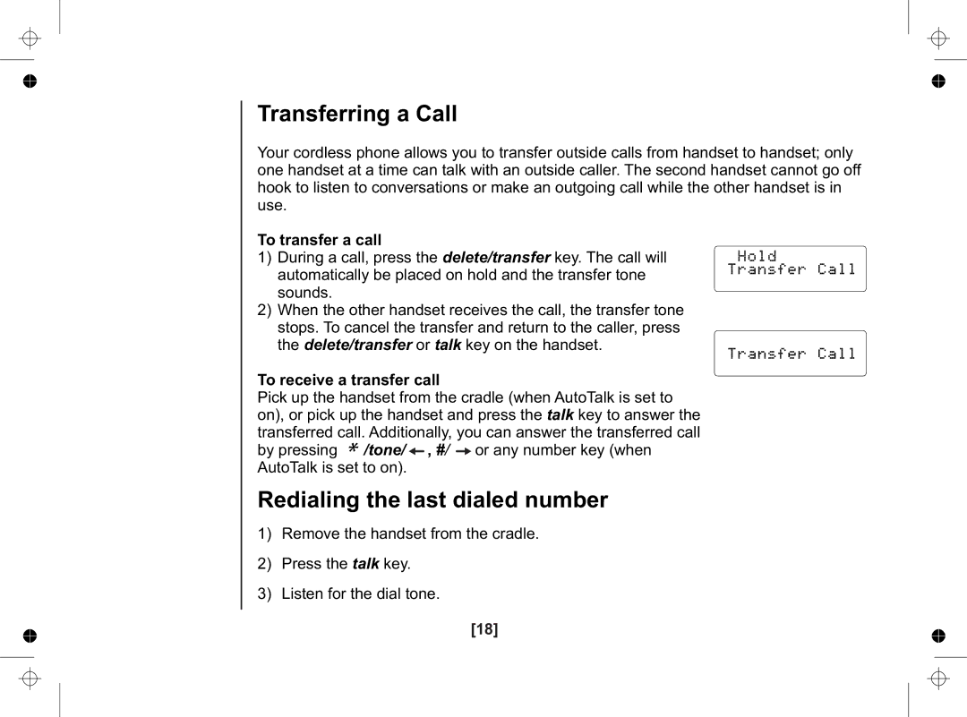 Uniden SS E15+1 owner manual Transferring a Call, Redialing the last dialed number 