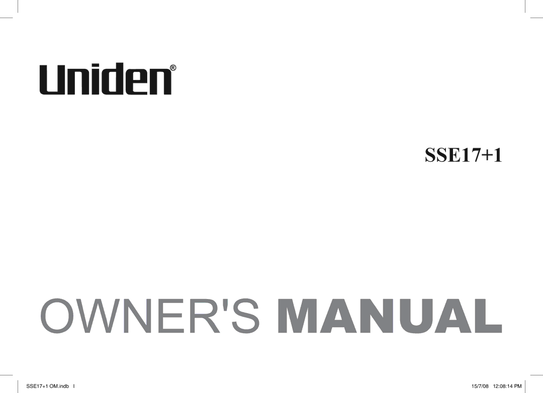 Uniden SSE17+1 manual 