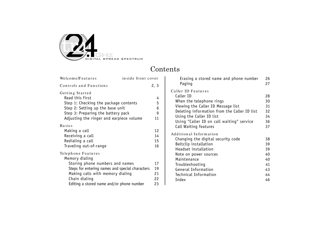 Uniden T R U 346 owner manual Contents 