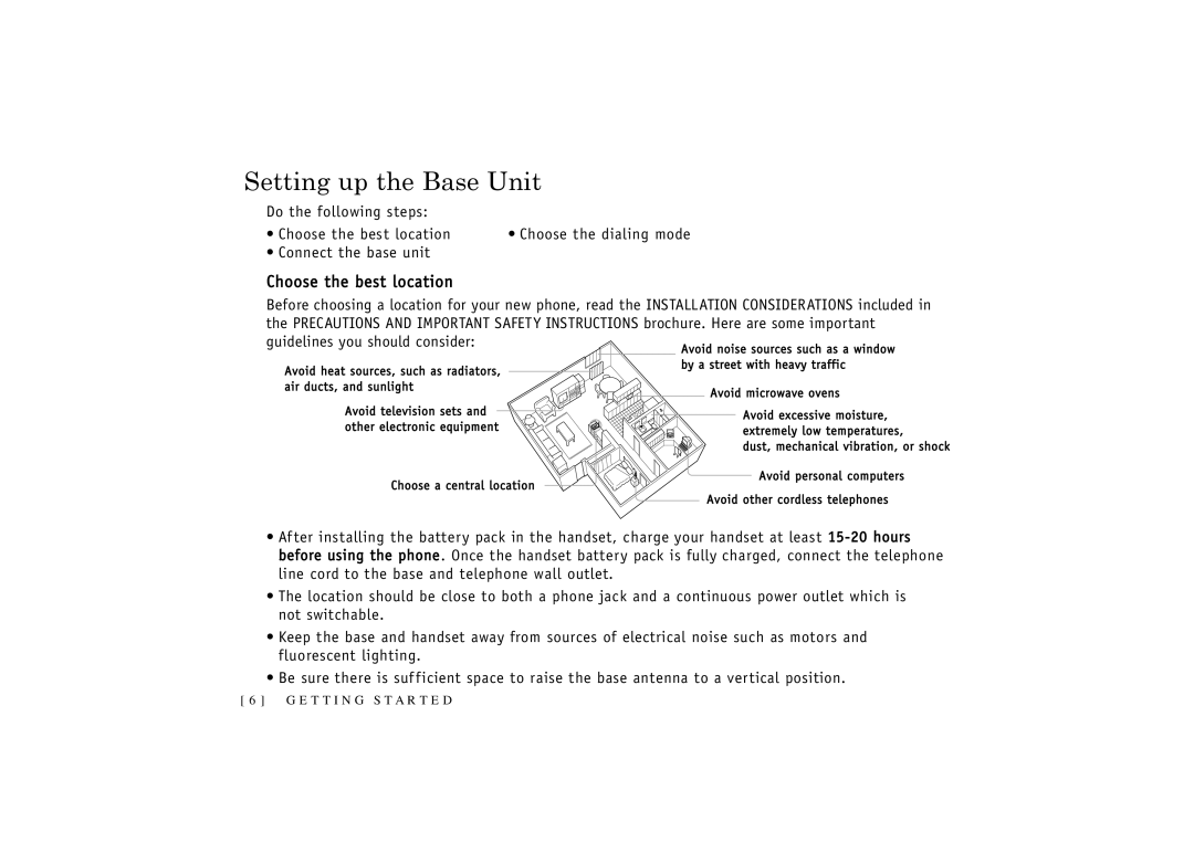 Uniden T R U 346 owner manual Setting up the Base Unit, Choose the best location 