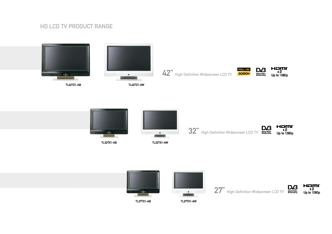 Uniden TL32TX1-AB/W Hd Lcd Tv Product Range, 42” High Definition Widescreen LCD TV, 32” High Definition Widescreen LCD TV 