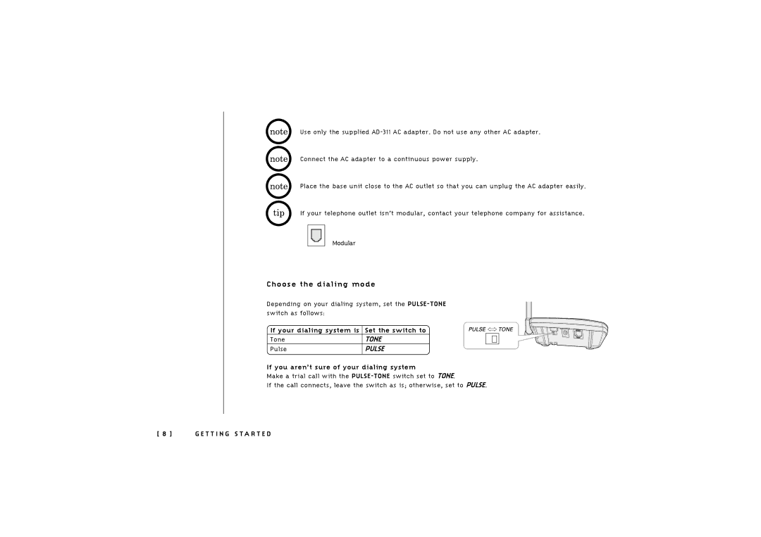 Uniden TRU 246 owner manual Choose the dialing mode, If your dialing system is Set the switch to 