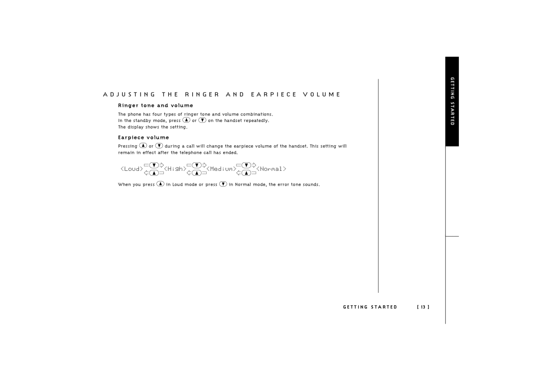 Uniden TRU 246 owner manual Ringer tone and volume, Earpiece volume 