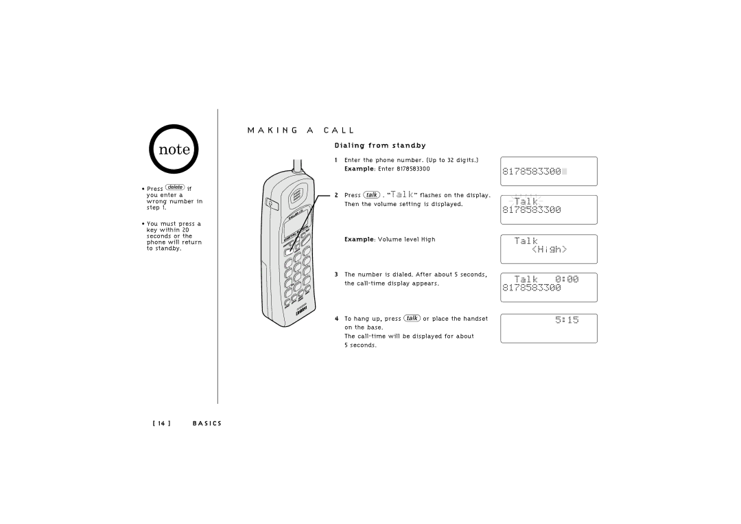 Uniden TRU 246 owner manual K I N G a C a L L, Dialing from standby 