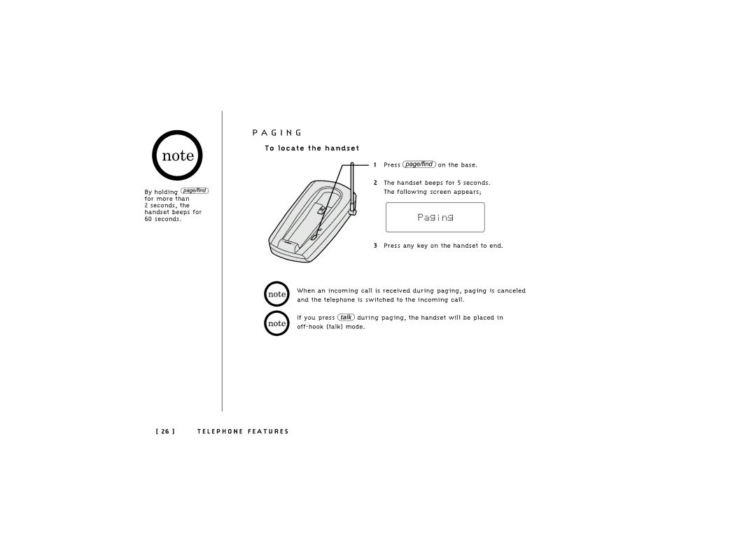 Uniden TRU 246 owner manual G I N G, To locate the handset 