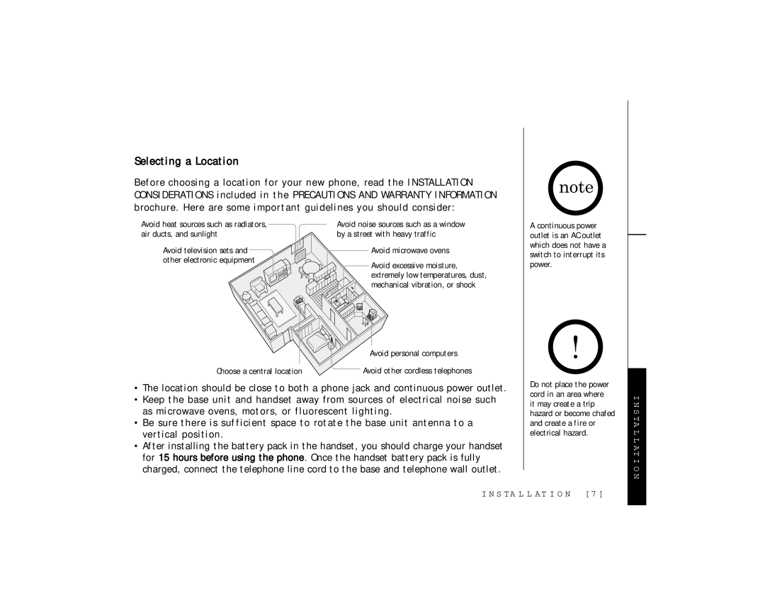 Uniden TRU 341 owner manual Selecting a Location, Avoid microwave ovens 