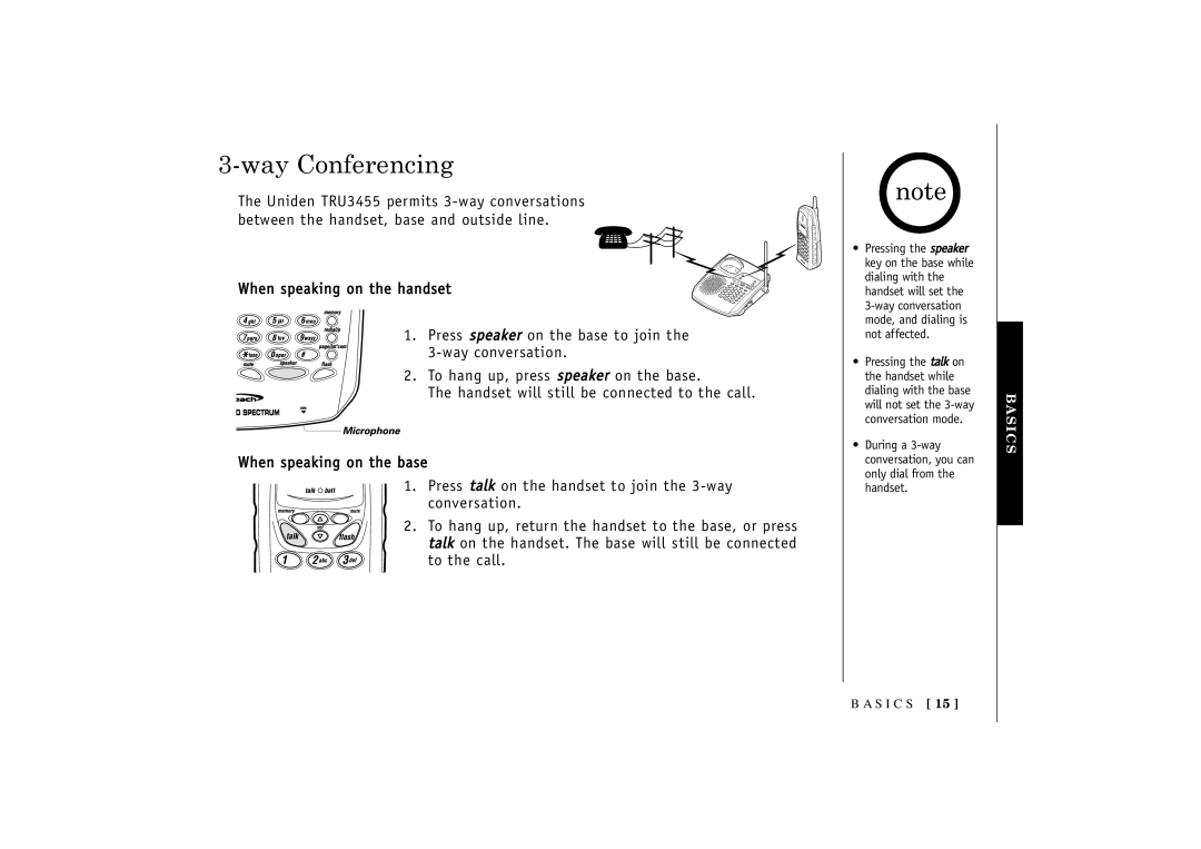 Uniden TRU 3455 owner manual Way Conferencing 