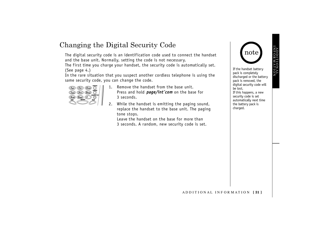 Uniden TRU 3455 owner manual Changing the Digital Security Code 