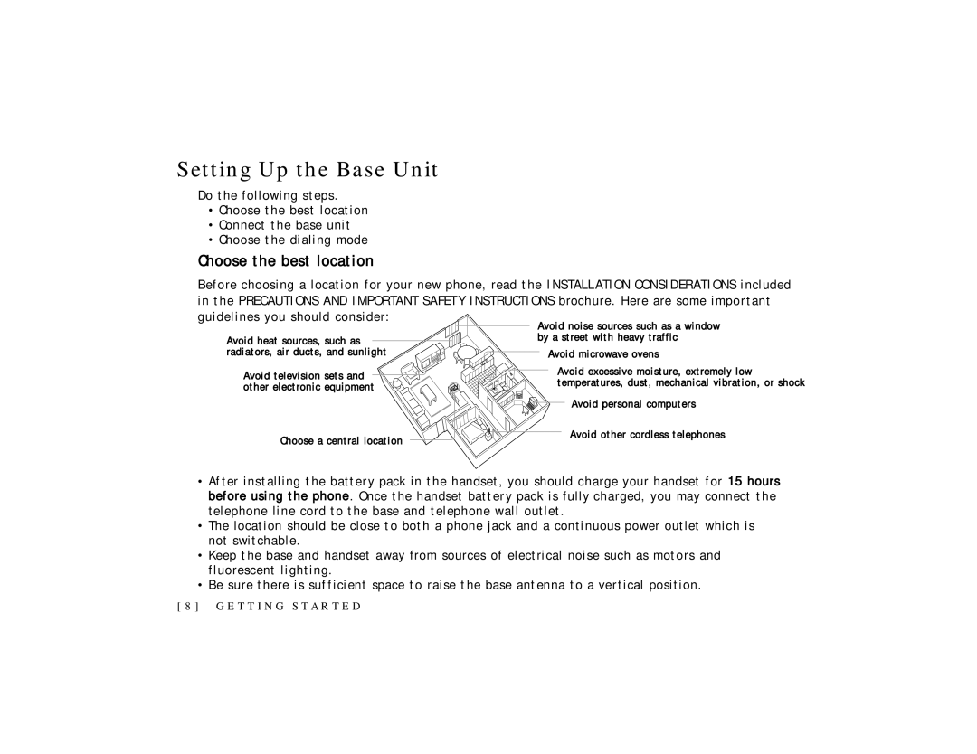 Uniden TRU 3465 owner manual Setting Up the Base Unit, Choose the best location 