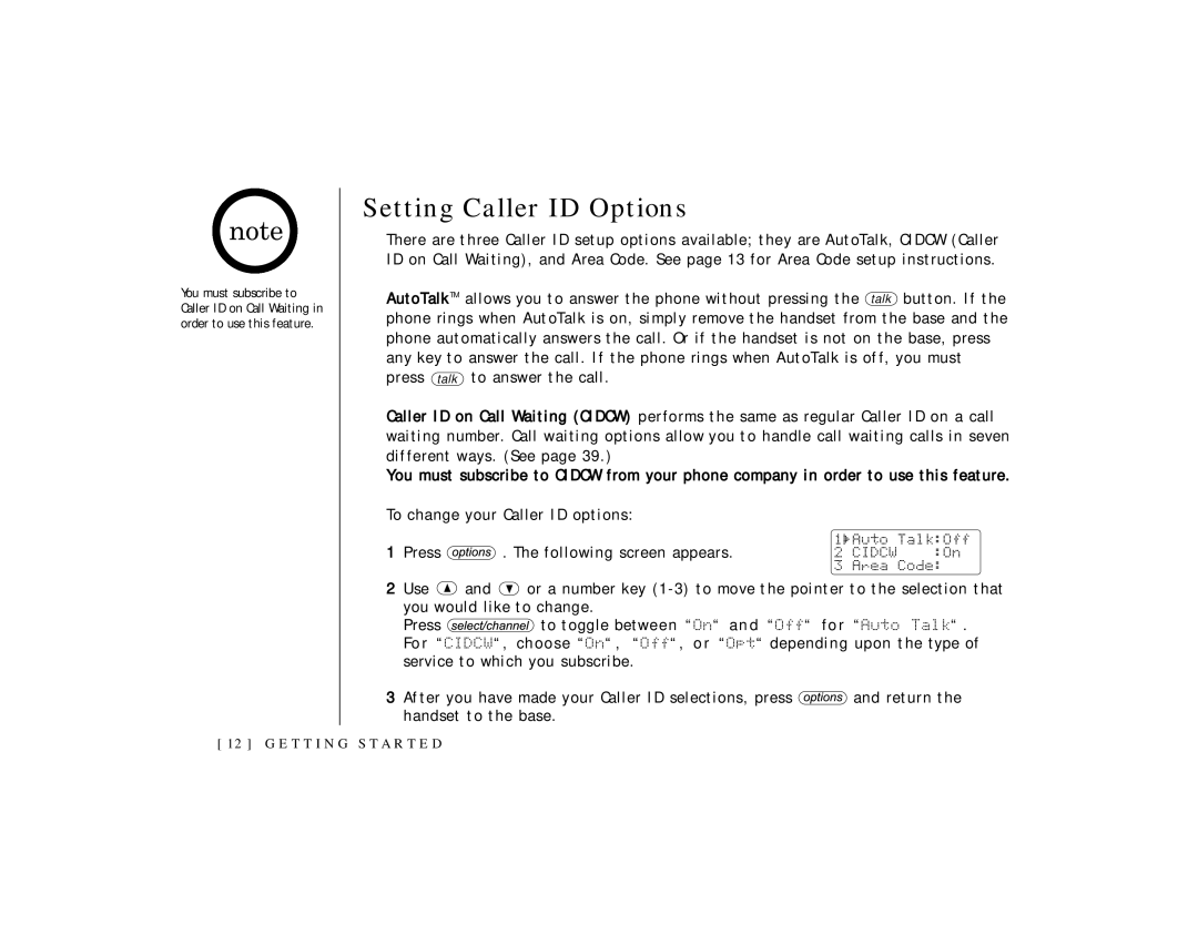 Uniden TRU 3465 owner manual Setting Caller ID Options 