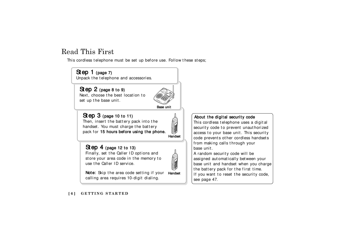 Uniden TRU 3485 owner manual Read This First 