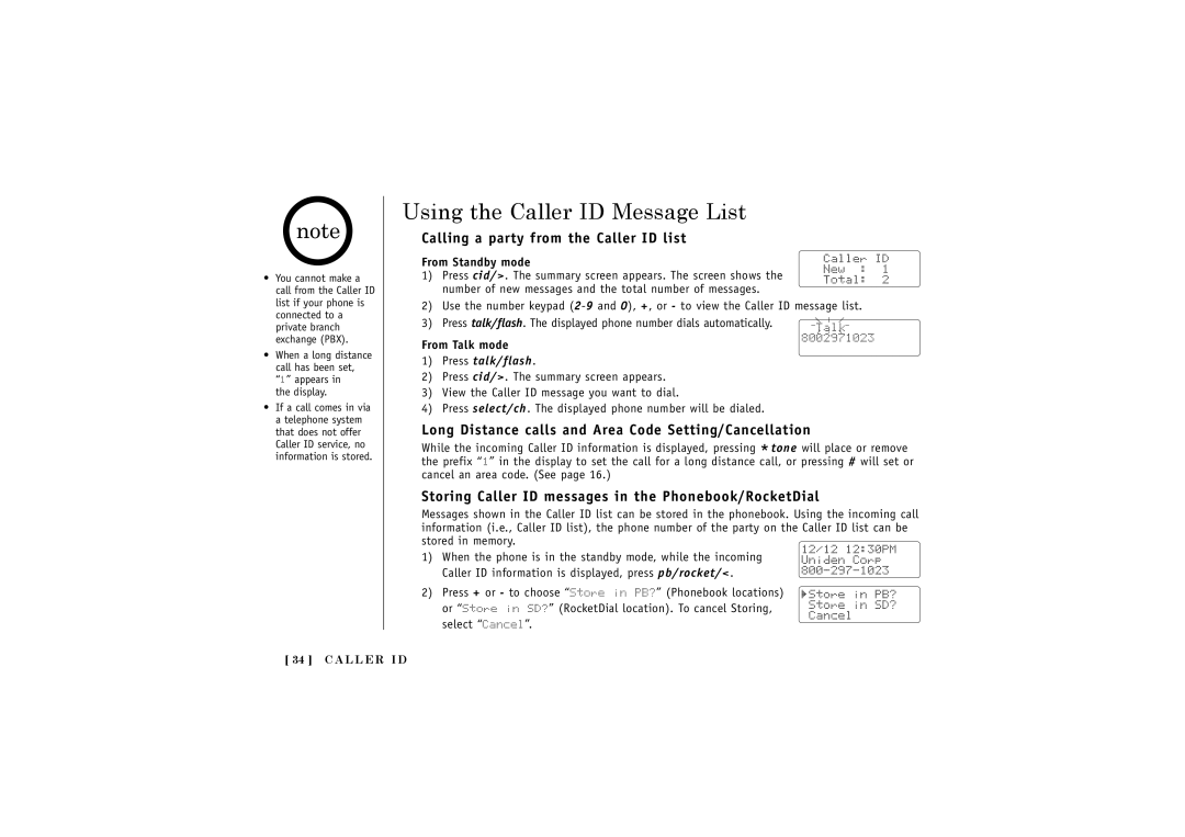 Uniden TRU 440 Series, TRU 440-2 Series manual Using the Caller ID Message List, Calling a party from the Caller ID list 