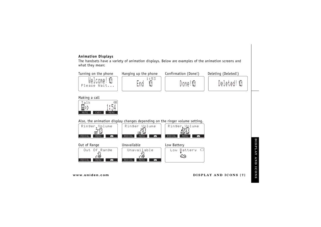 Uniden TRU 8880 owner manual Animation Displays, Making a call 