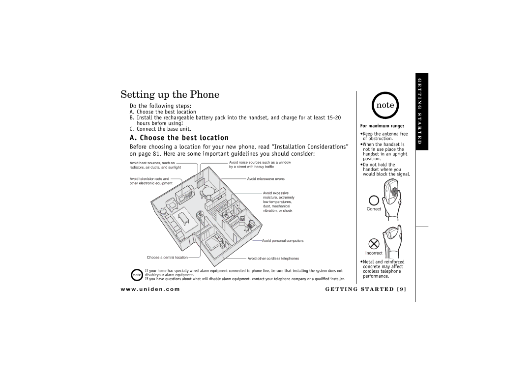 Uniden TRU 8885 SERIES owner manual Setting up the Phone, Do the following steps 