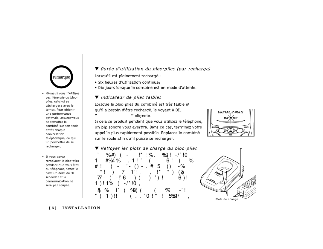 Uniden TRU341 manual Durée d’utilisation du bloc-piles par recharge 