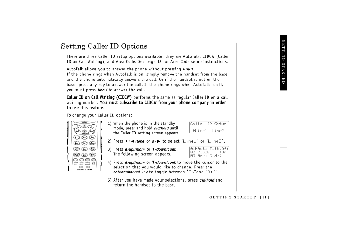 Uniden TRU3466 owner manual Setting Caller ID Options 