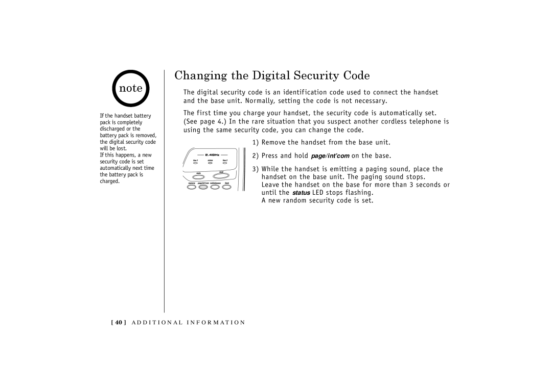 Uniden TRU3466 owner manual Changing the Digital Security Code 