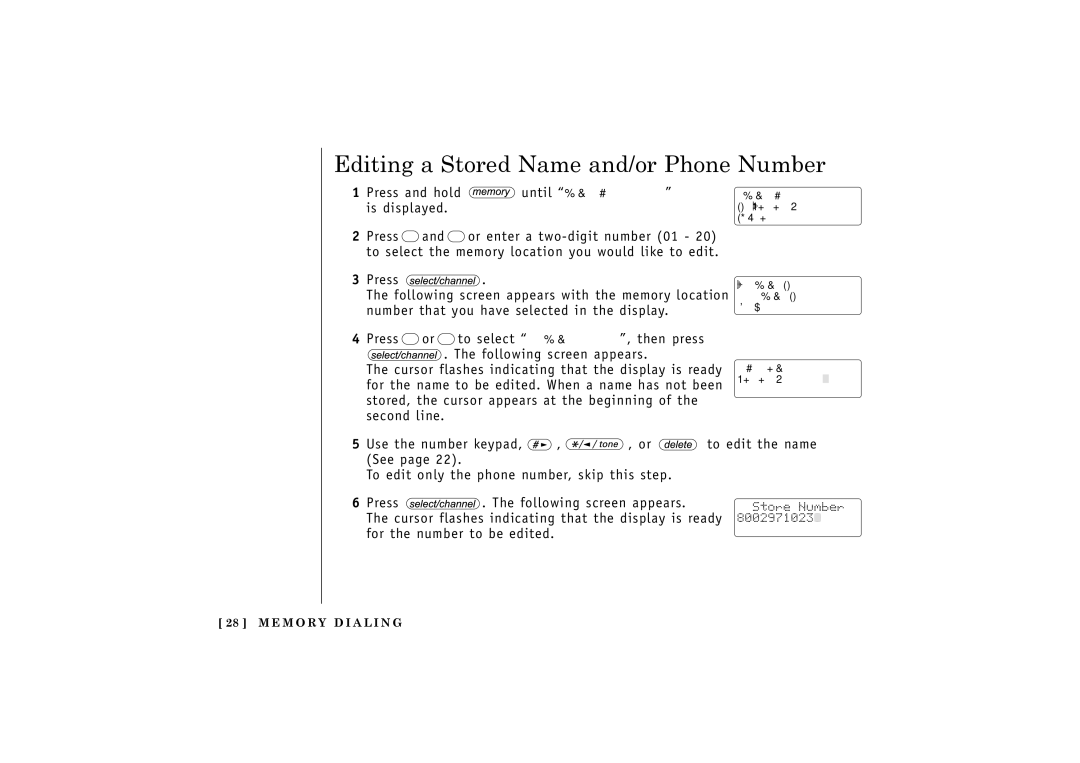 Uniden TRU548 owner manual Editing a Stored Name and/or Phone Number 