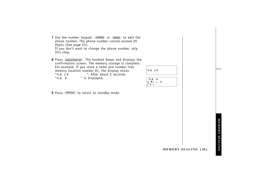 Uniden TRU548 owner manual Memory01 Stored Memory Store 