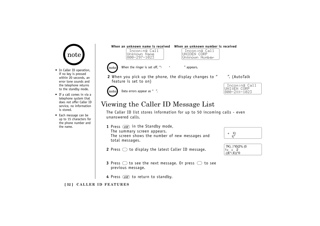 Uniden TRU548 owner manual Viewing the Caller ID Message List, To the standby mode 