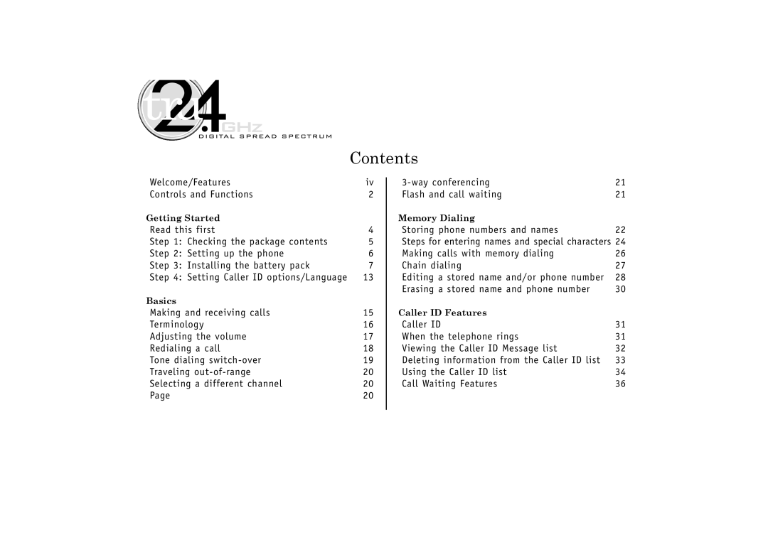 Uniden TRU548 owner manual Contents 