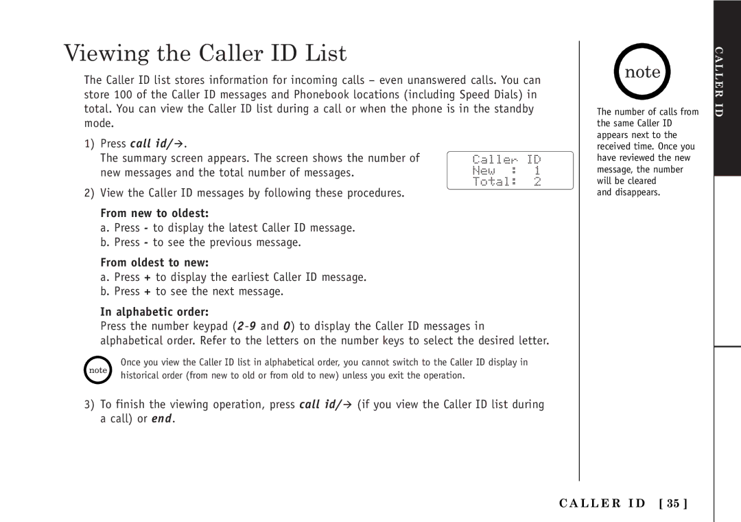 Uniden TRU5860/2 manual Viewing the Caller ID List, Press call id, L L E R I D 