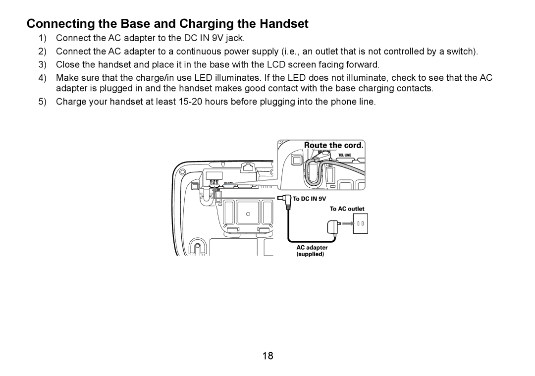 Uniden TRU9485-2, TRU9085 Series, TRU9485Series manual Connecting the Base and Charging the Handset 