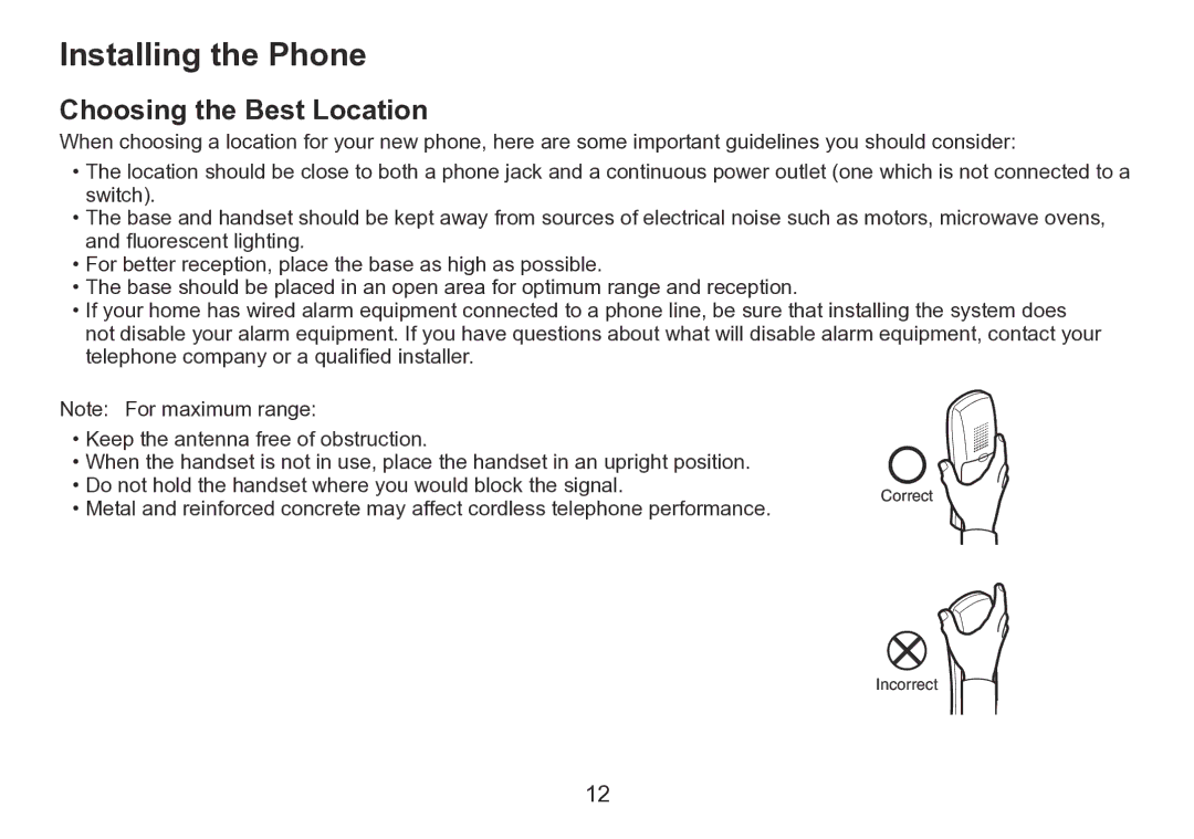 Uniden TRU9260 Series manual Installing the Phone, Choosing the Best Location 