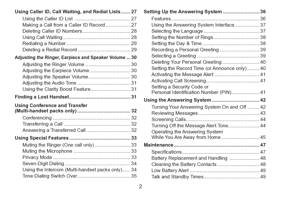 Uniden TRU9280 Using Caller ID, Call Waiting, and Redial Lists, Using Special Features, Setting Up the Answering System 