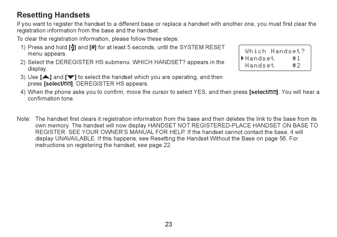 Uniden TRU9380-3 manual Resetting Handsets 