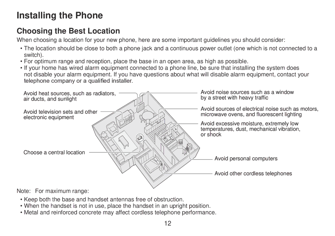 Uniden TRU9385 owner manual Installing the Phone, Choosing the Best Location 