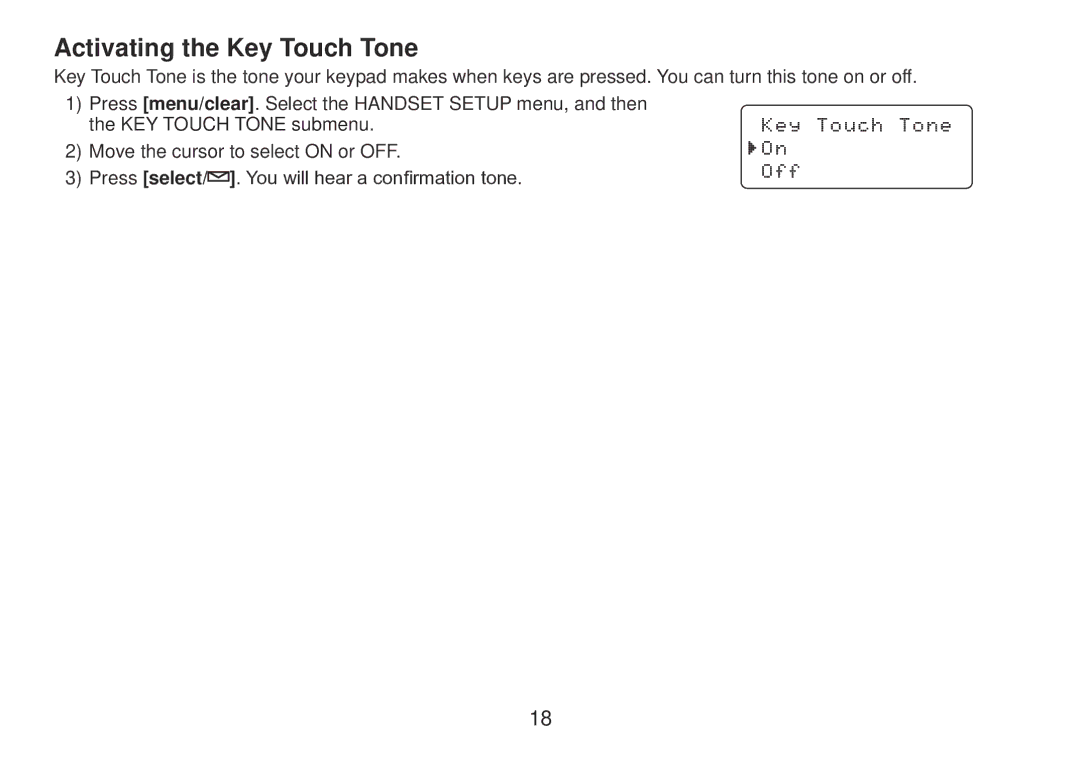 Uniden TRU9385 owner manual Activating the Key Touch Tone 