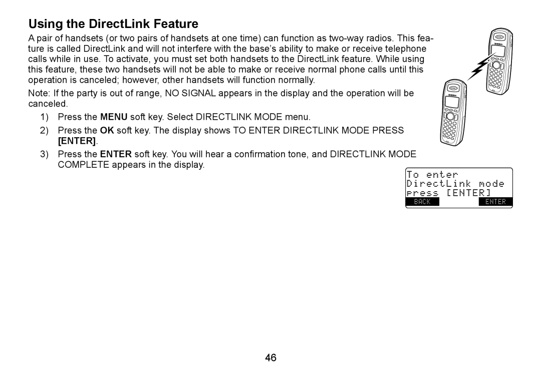 Uniden TRU9465 manual Using the DirectLink Feature 