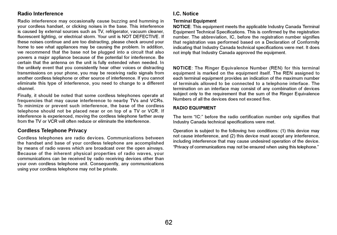 Uniden TRU9465 manual Radio Interference 