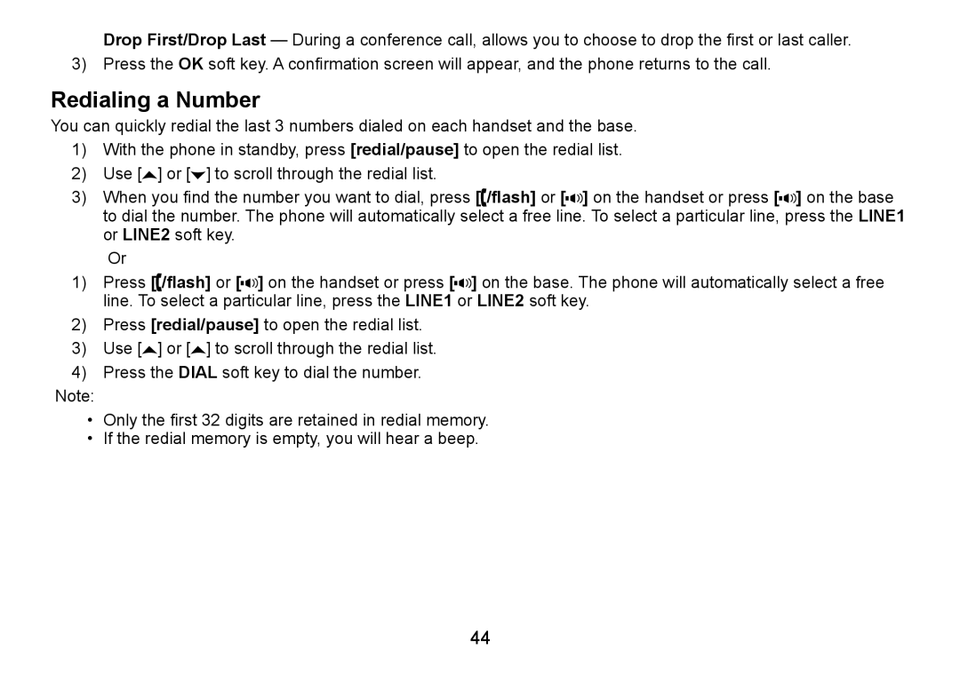 Uniden TRU9466 manual Redialing a Number 