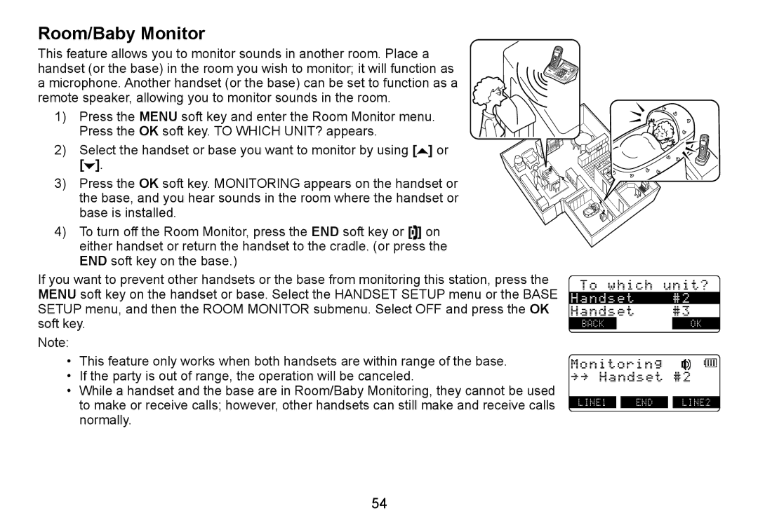 Uniden TRU9466 manual Room/Baby Monitor 