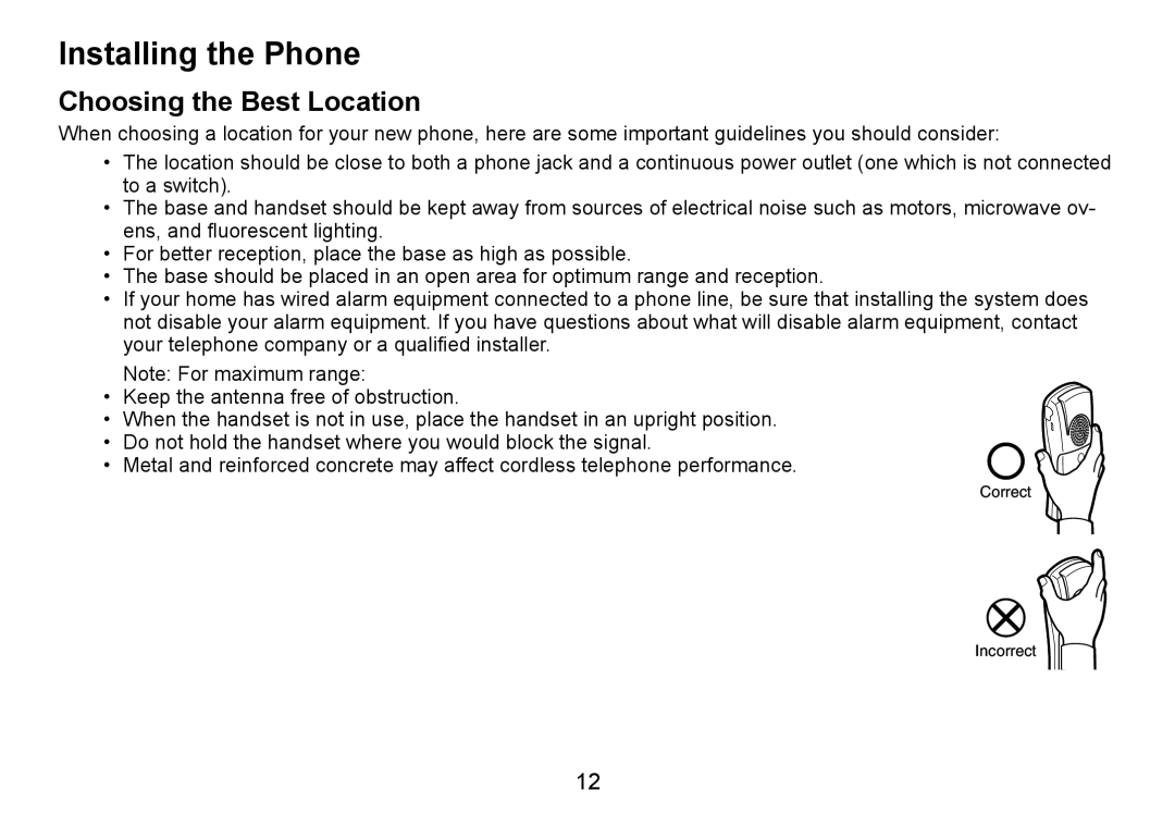 Uniden TRU9480 owner manual Installing the Phone, Choosing the Best Location 