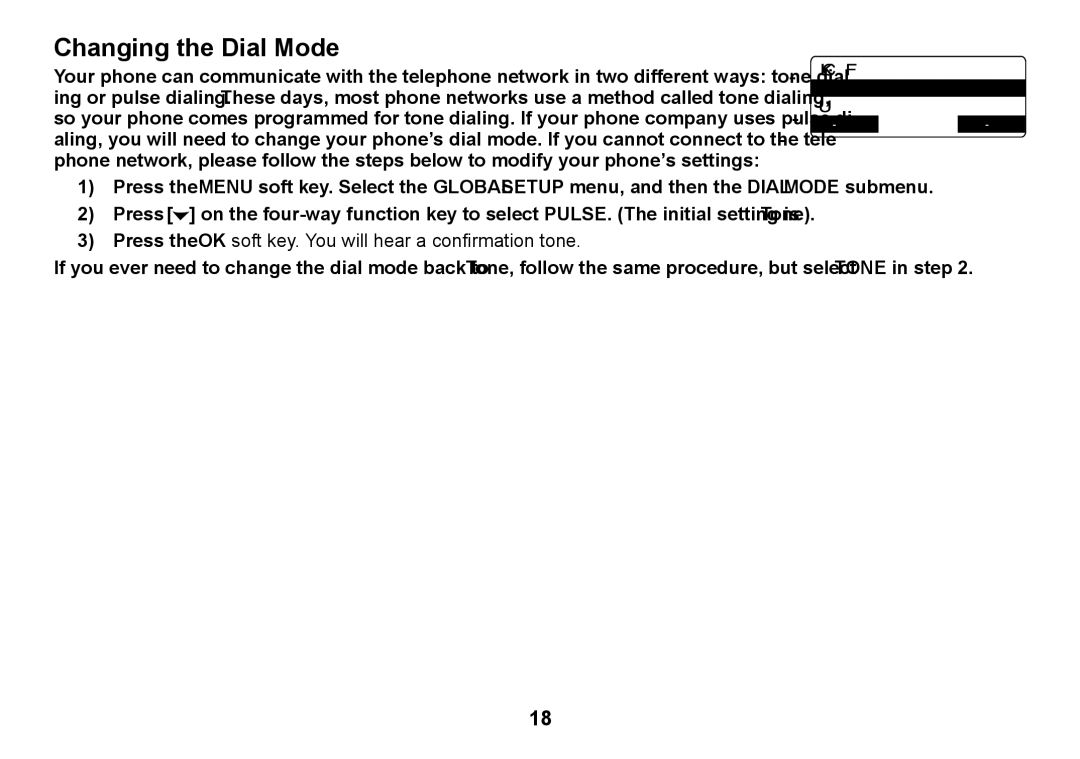 Uniden TRU9480 owner manual Changing the Dial Mode 