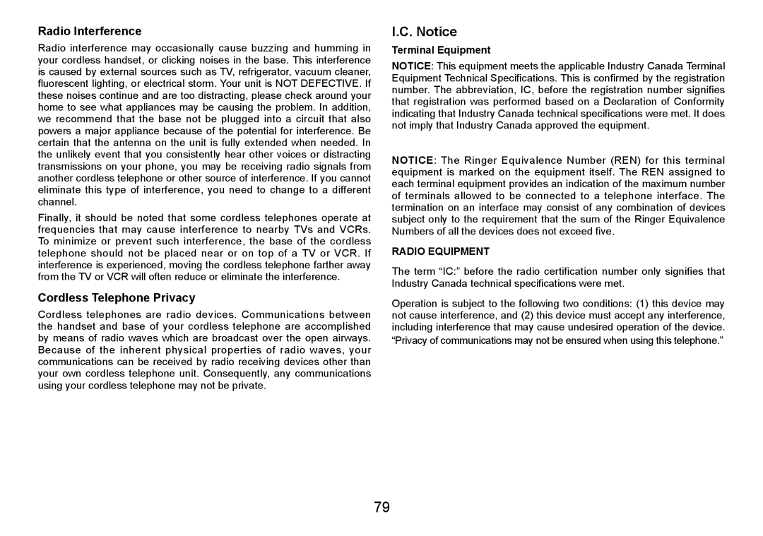 Uniden TRU9480 owner manual Radio Interference 