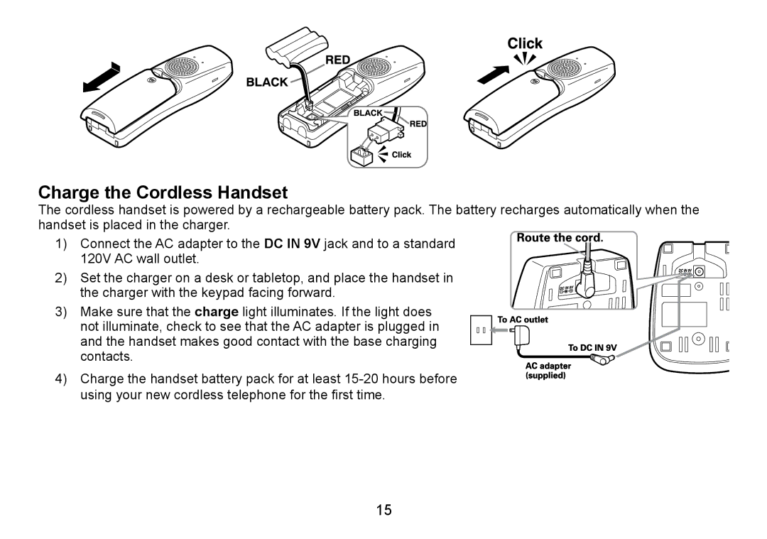 Uniden TRU9488 manual Charge the Cordless Handset 