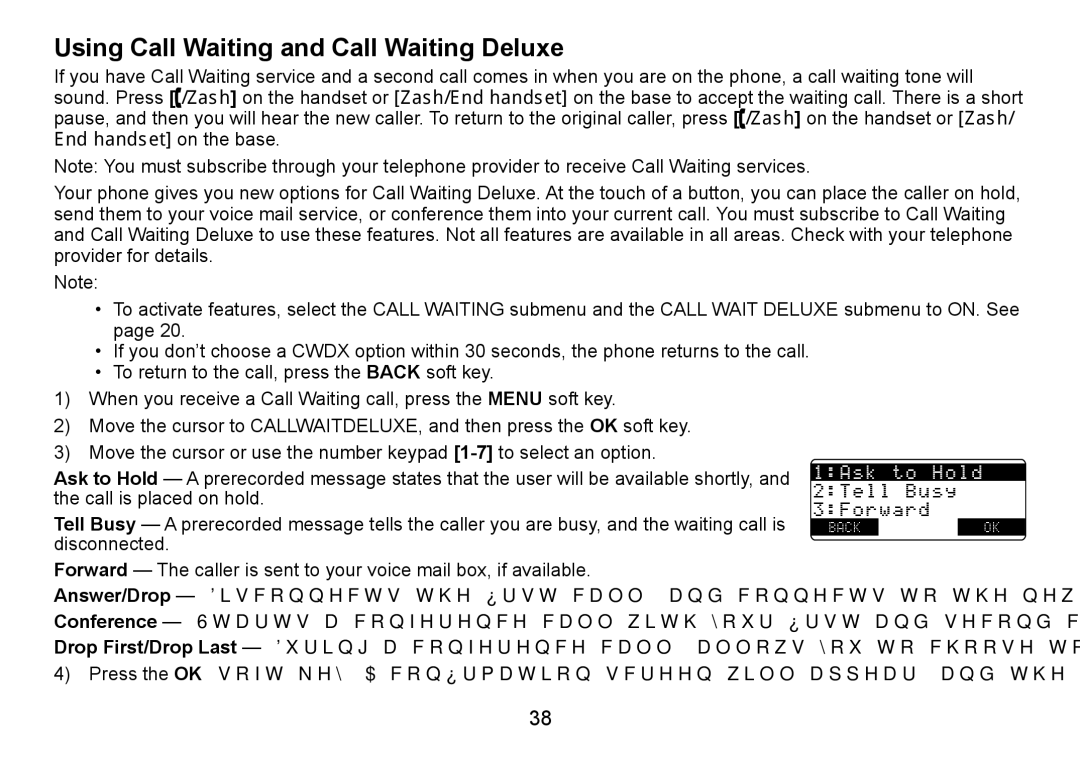 Uniden TRU9488 manual Using Call Waiting and Call Waiting Deluxe, Disconnected 