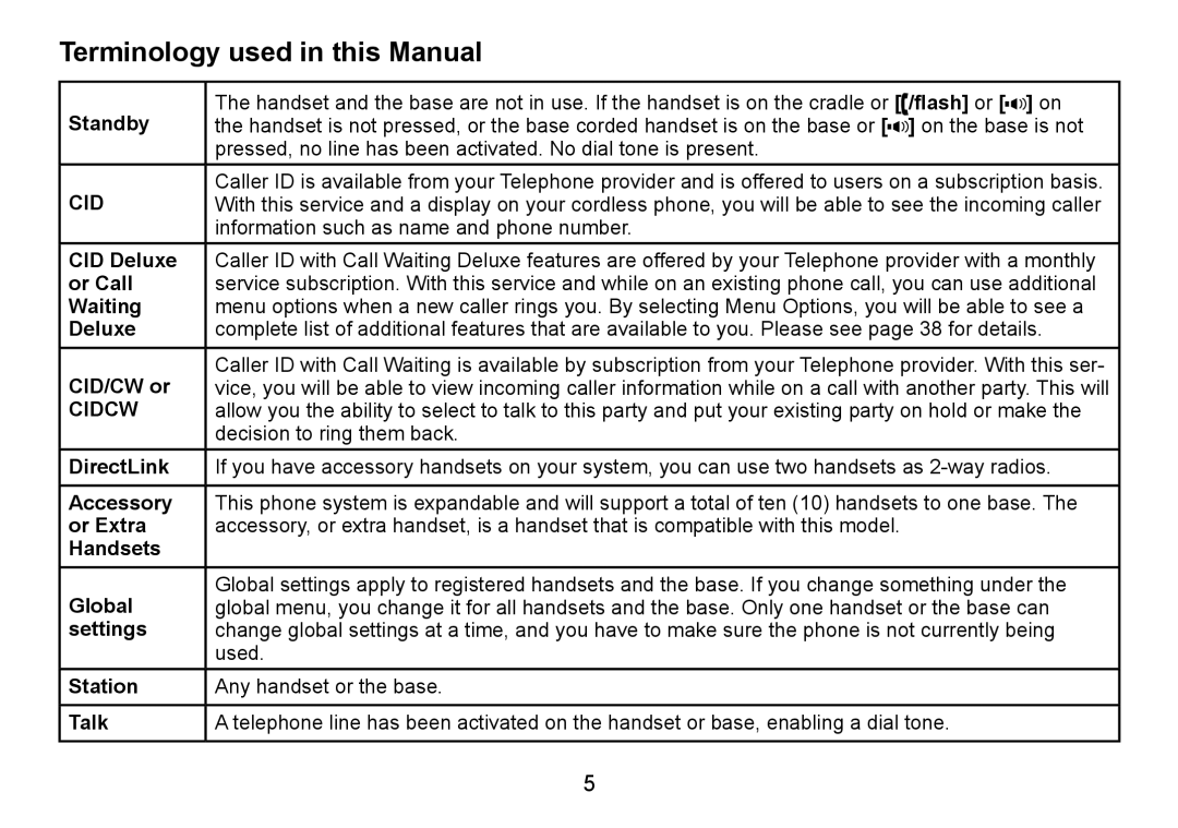 Uniden TRU9488 manual Terminology used in this Manual 