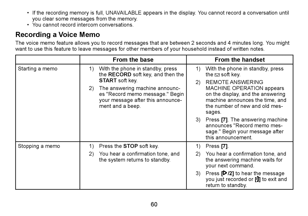 Uniden TRU9488 manual Recording a Voice Memo, Remote Answering 