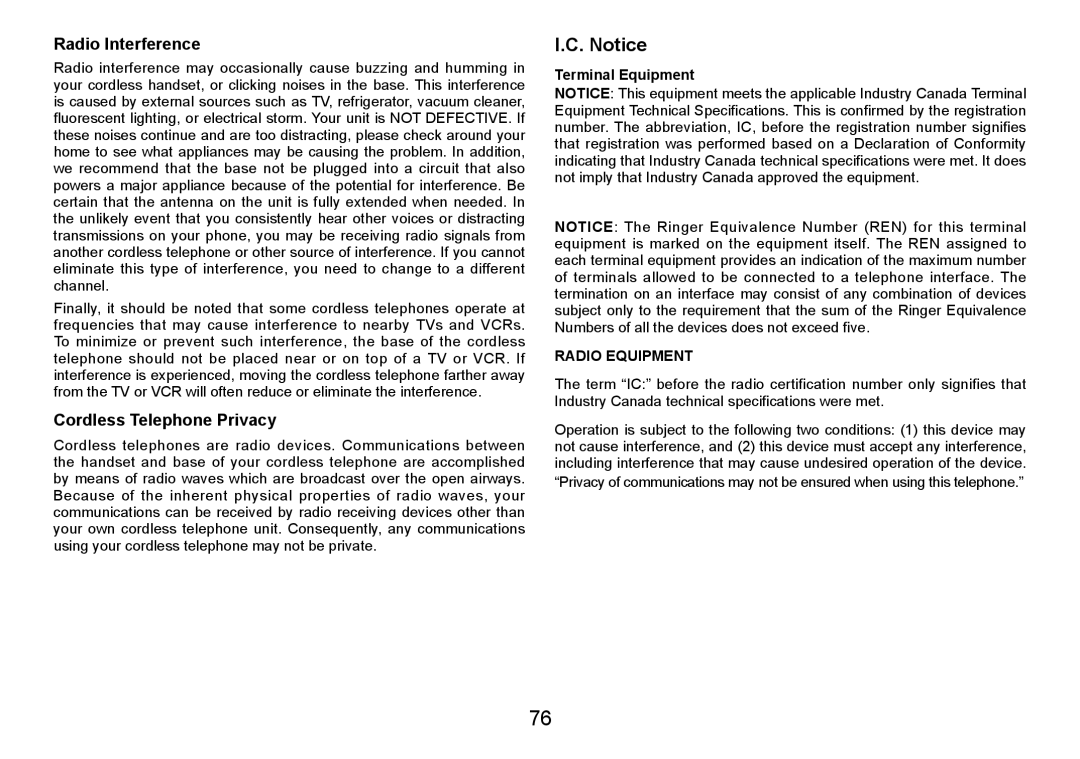 Uniden TRU9488 manual Radio Interference 