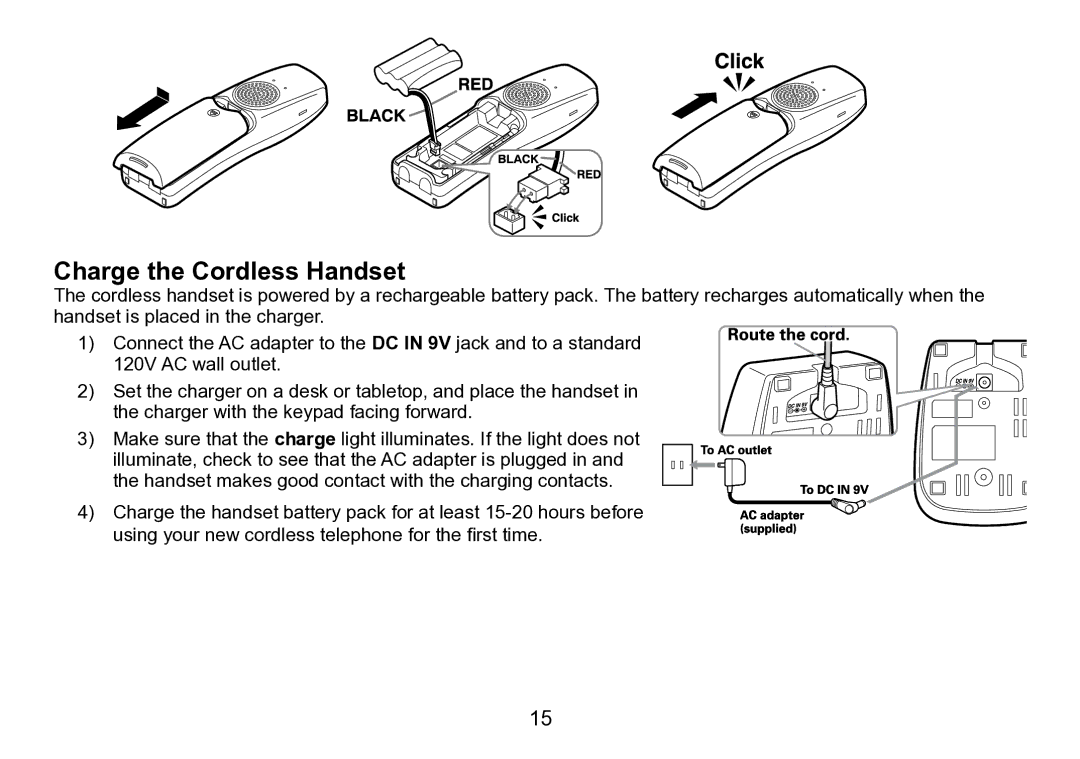 Uniden TRU9496 manual Charge the Cordless Handset 