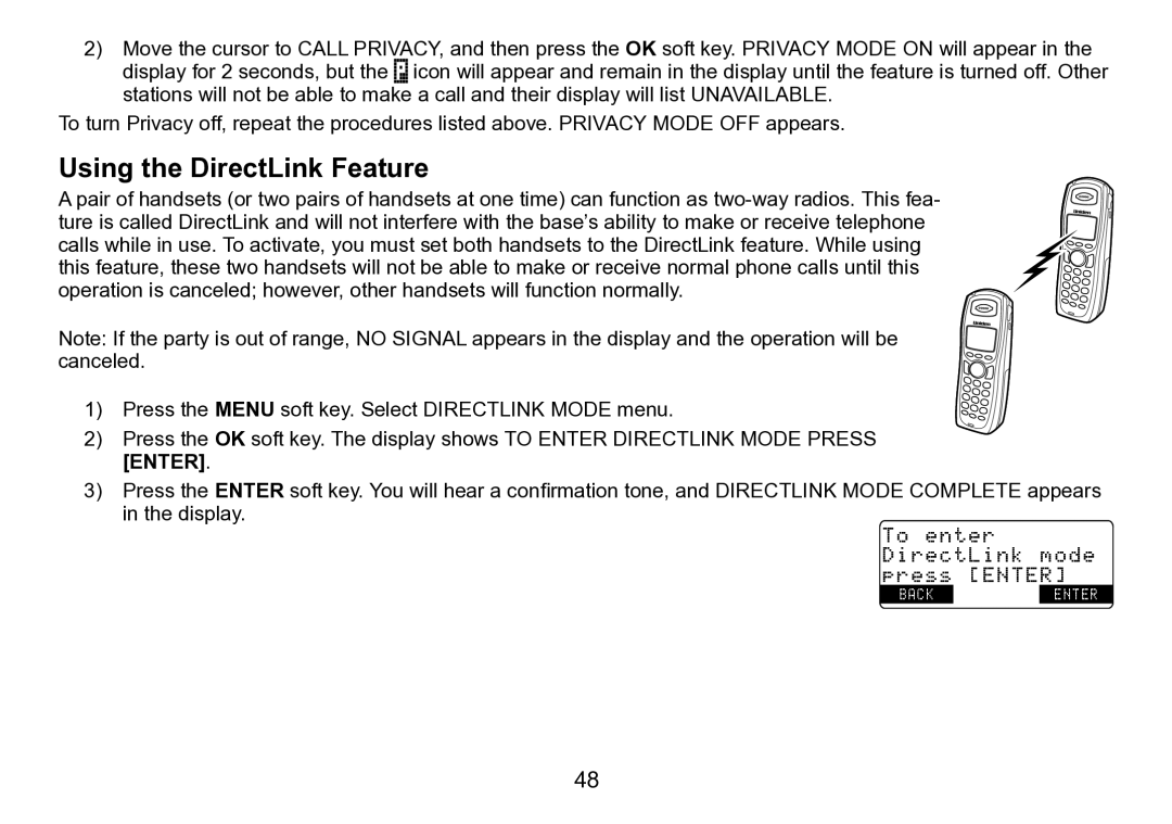 Uniden TRU9496 manual Using the DirectLink Feature 