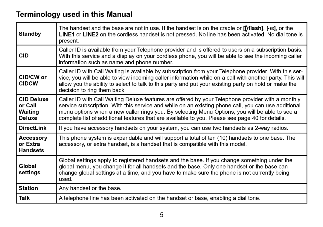 Uniden TRU9496 manual Terminology used in this Manual 