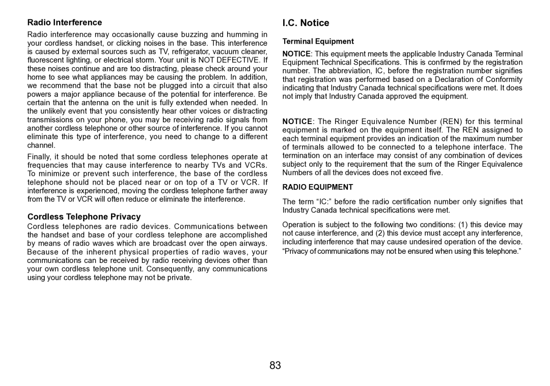 Uniden TRU9496 manual Radio Interference 