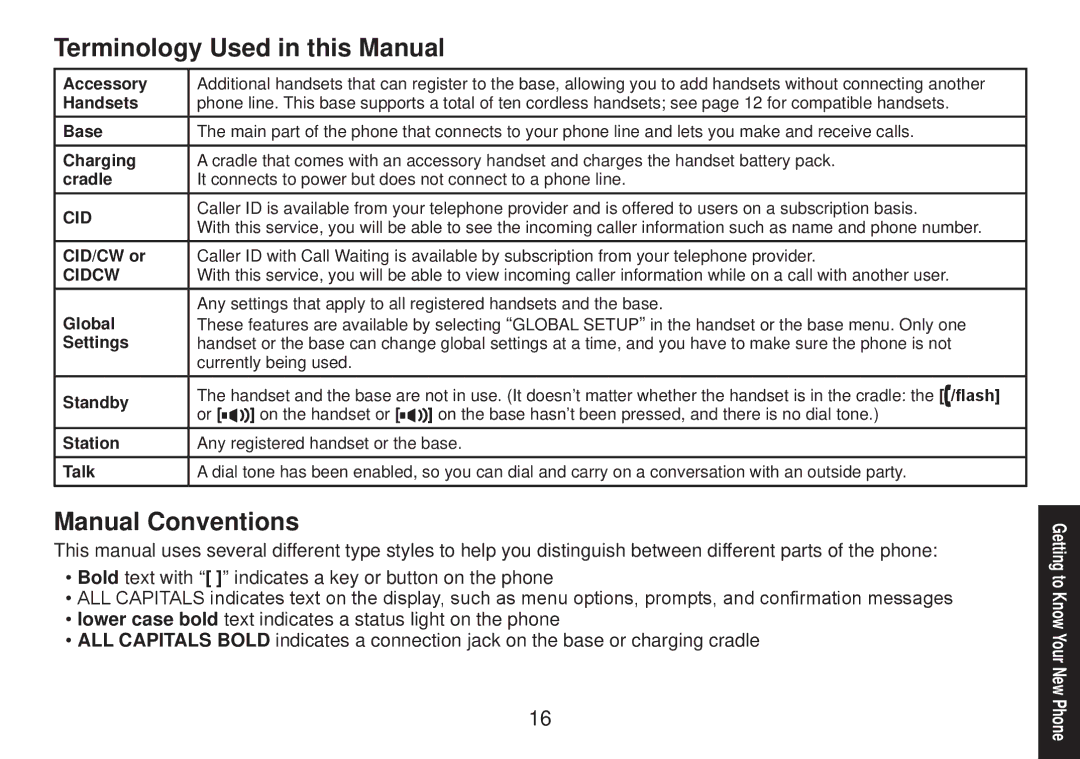 Uniden TRU9585 manual Terminology Used in this Manual, Manual Conventions 