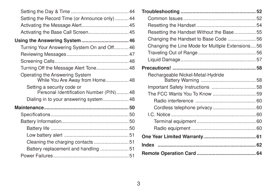 Uniden TRU9585 manual Using the Answering System, Maintenance, Troubleshooting, Precautions 